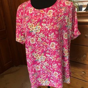 Colorful Rose & Olive Short Sleeve Top Size M